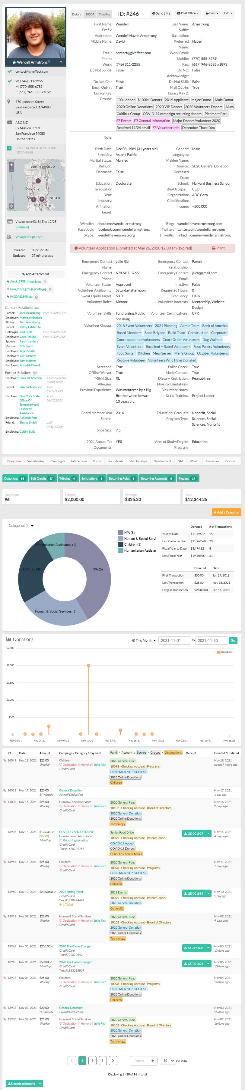Giveffect CRM Profile Screenshot